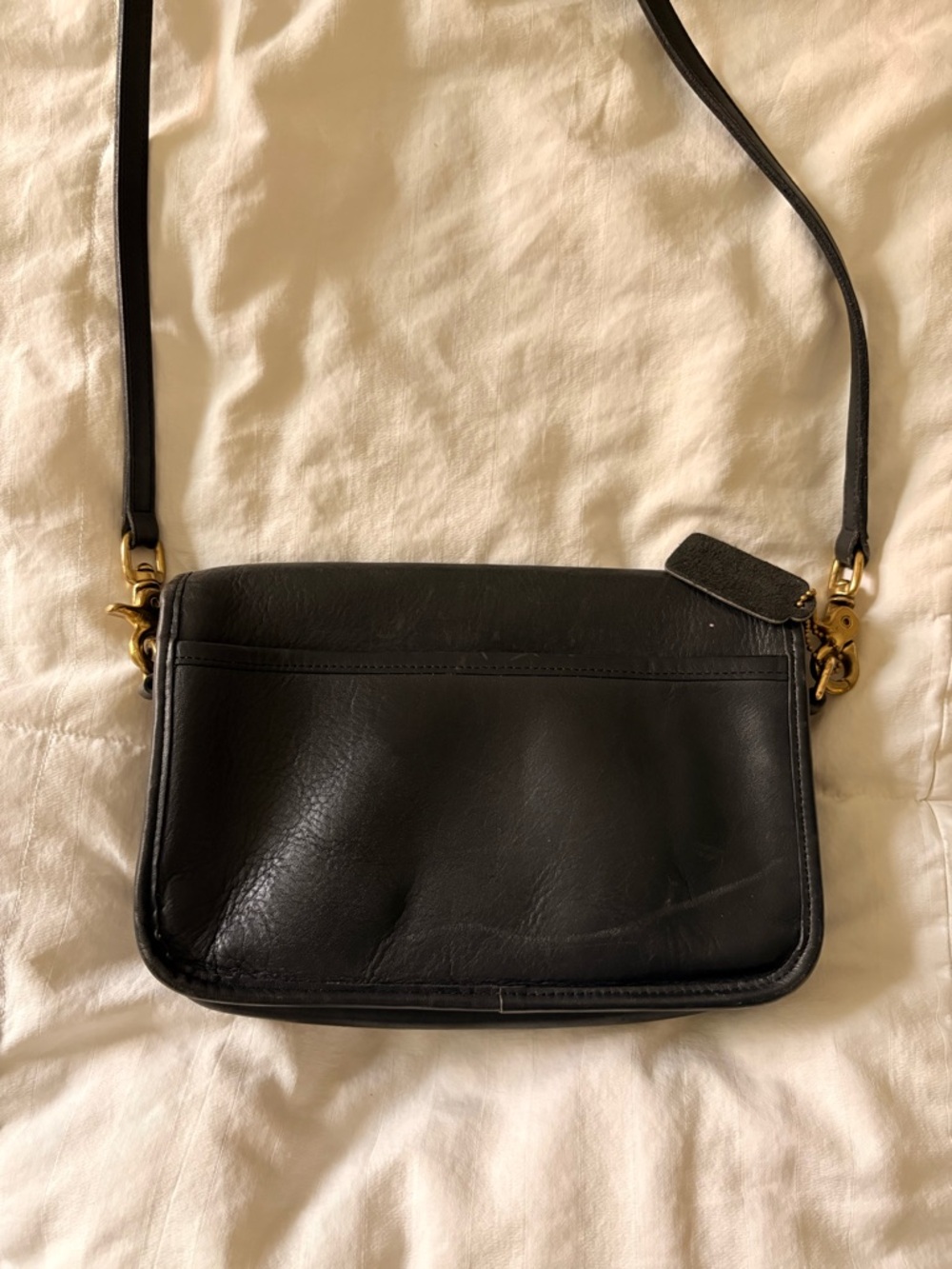 Coach Vintage Classic Black Leather Crossbody Shoulder Bag - Picture 5 of 5